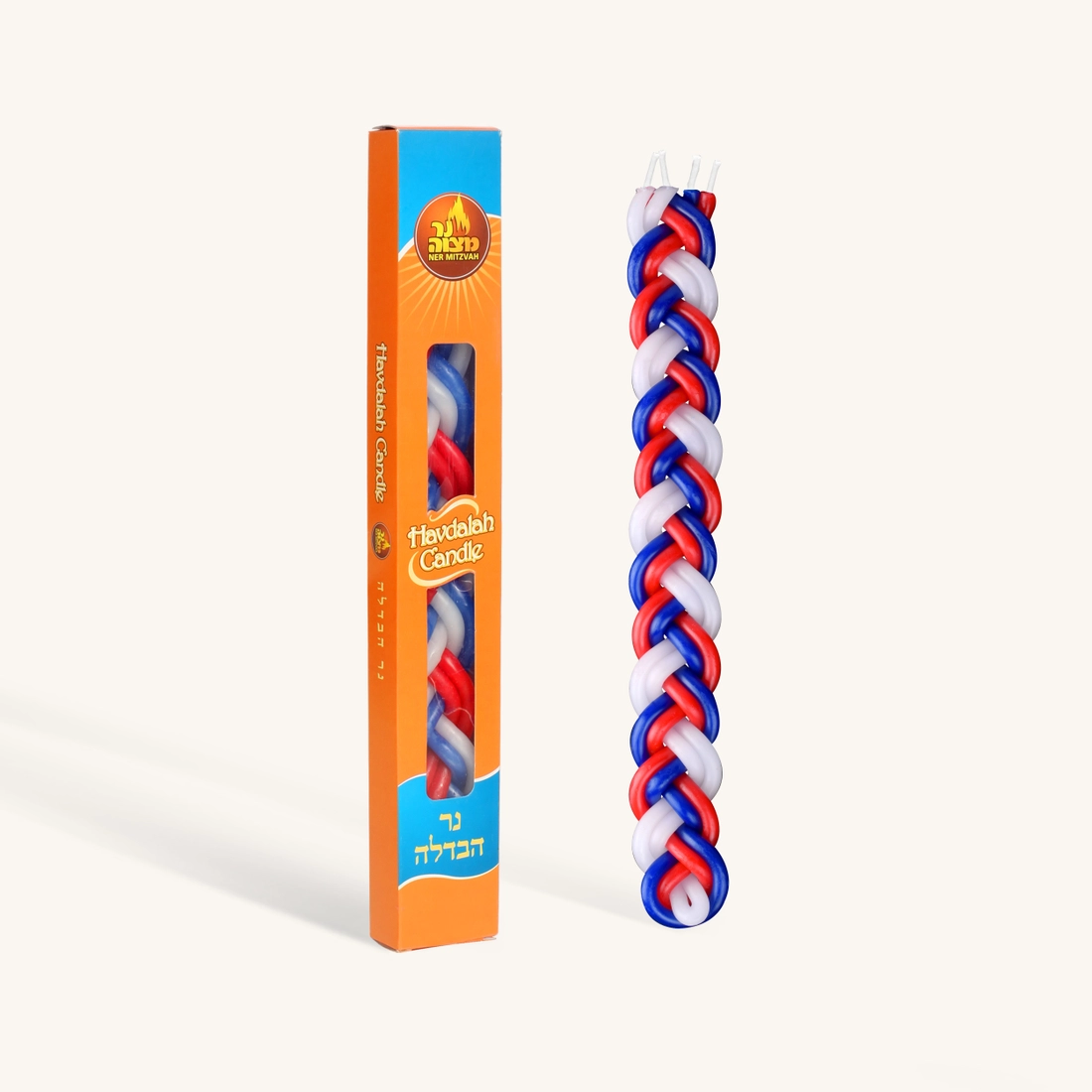 Candela Havdallà blu, rossa e bianca