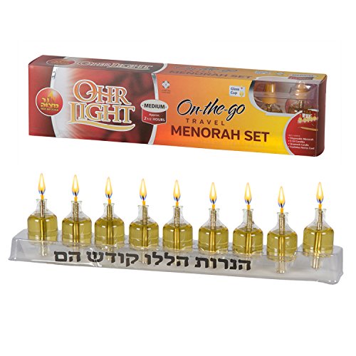 Travelers Oil Chanukiah with 9 ready cups