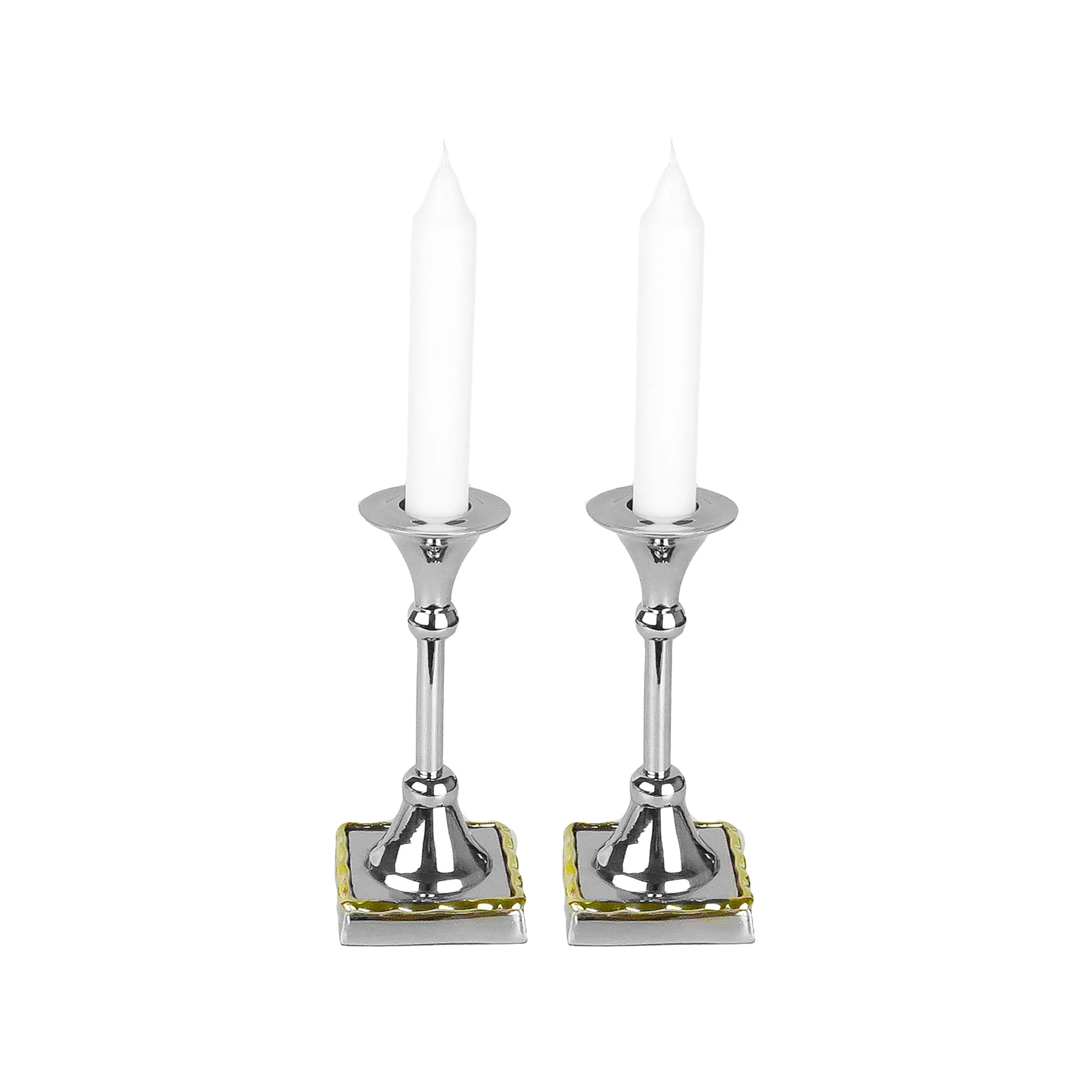 Portacandele in acciaio con bordo in oro - 14 cm