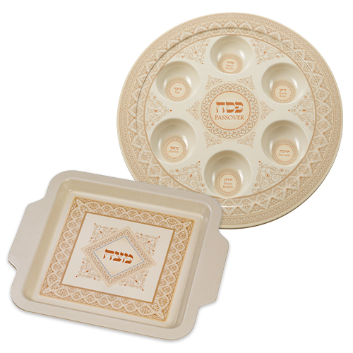 Melamine Pesach and Matzah Plates - Brown