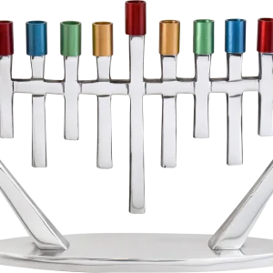 Chanukià in alluminio per candeline - 15 cm