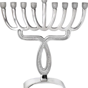 Chanukià color argento con glitter - 30 cm