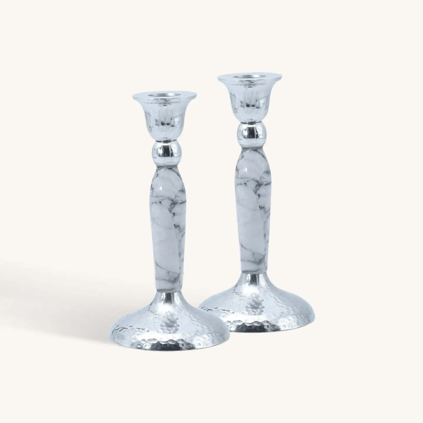 Portacandele marmorizzati in metallo - 18 cm