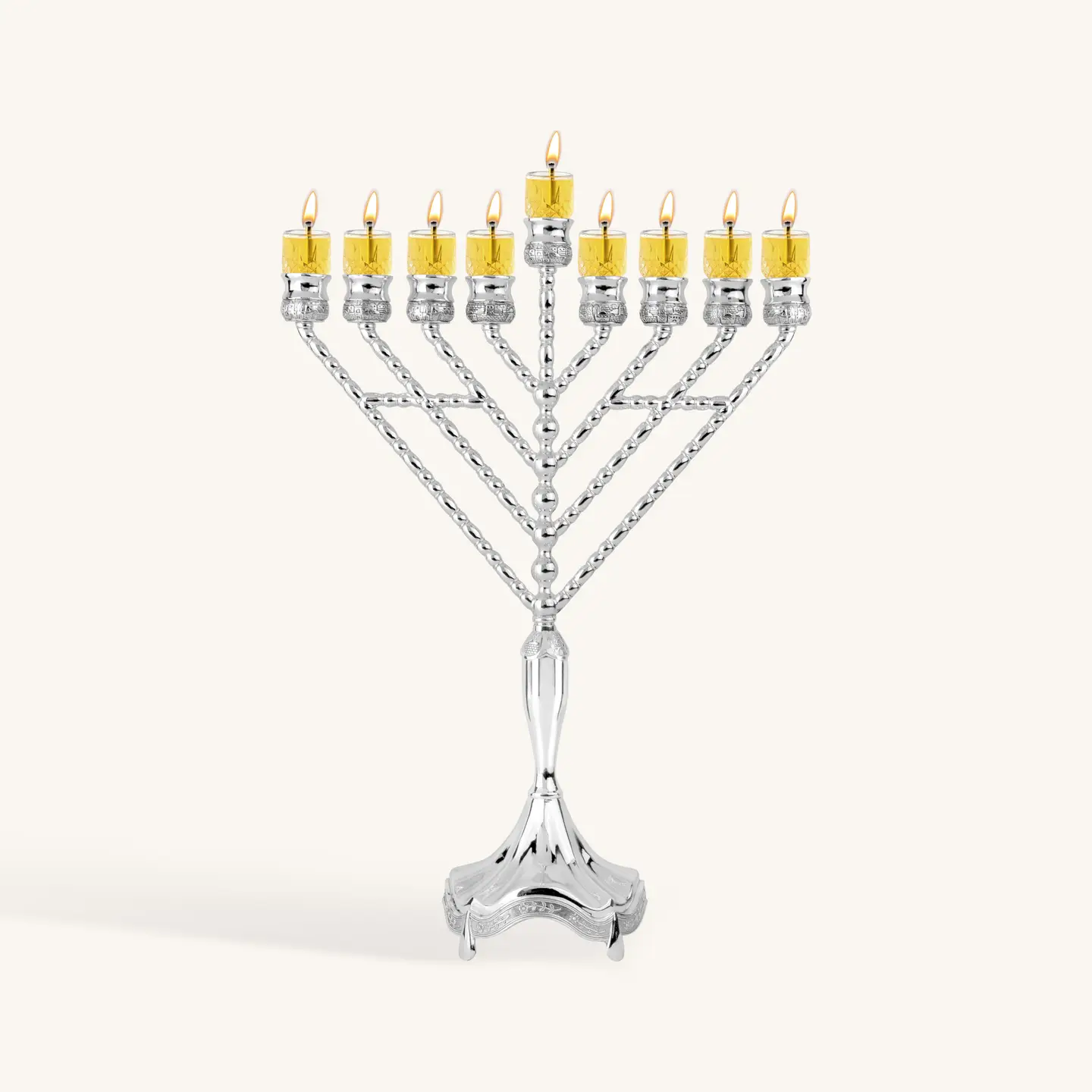Chanukià per olio in argento placcato - 45 cm
