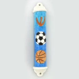 Ceramic Mezuzah Case Sport theme - 10 cm